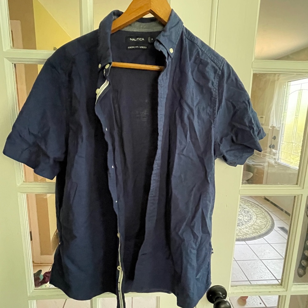 Nautica Classic Fit Stretch Shirt in Deep Blue